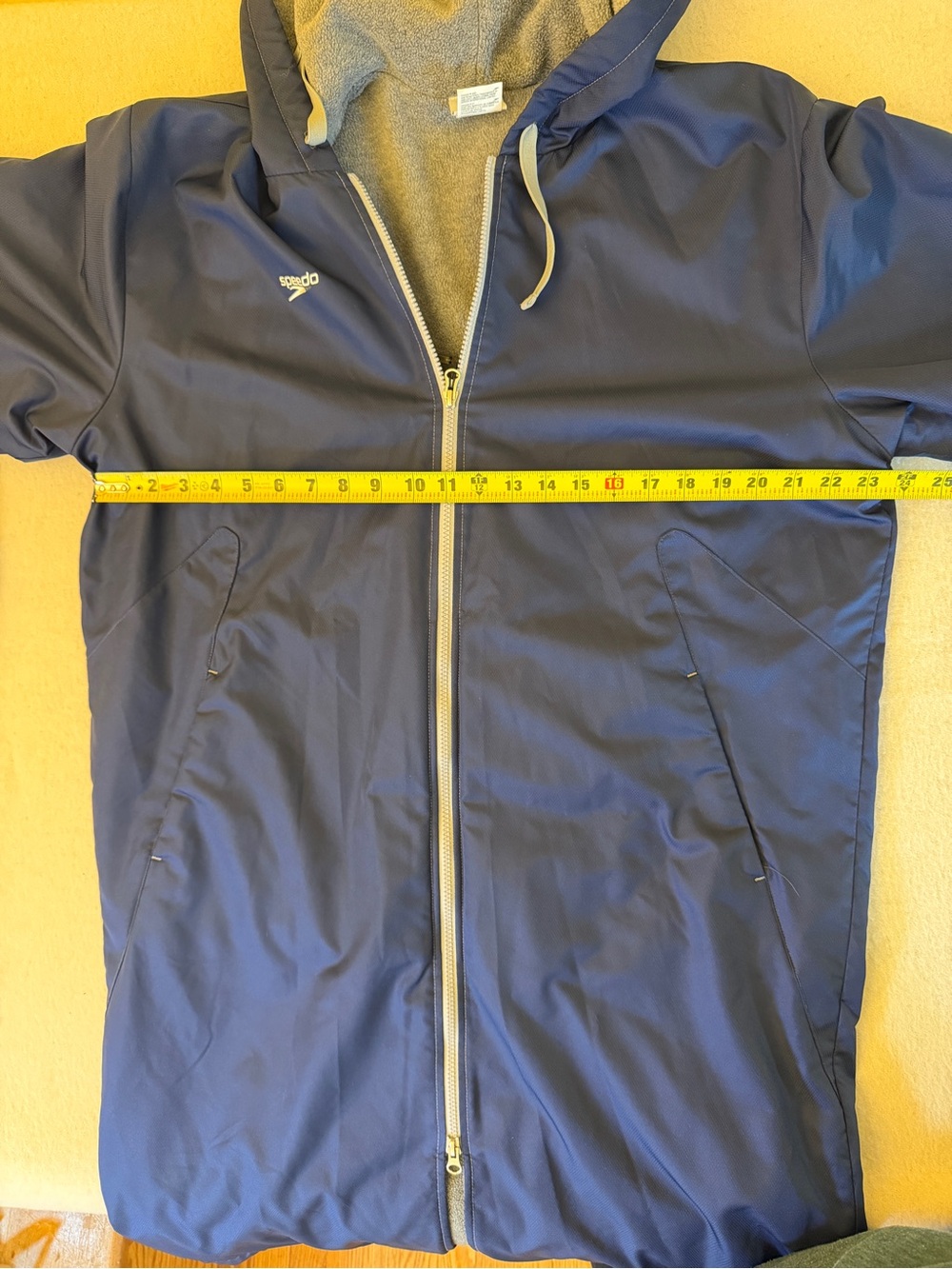 Speedo Swim Parka Adult Large Blue Hooded Fleece Lined Full Zip Deck Coat - Picture 4 of 8